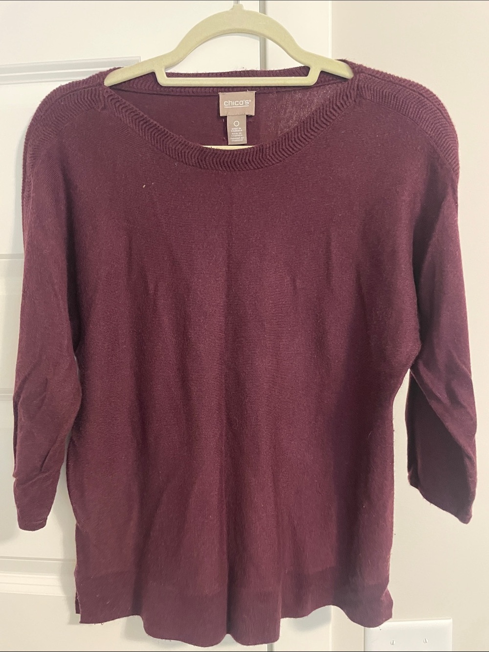 Chico's Deep Burgundy Scoop Neck Sweater